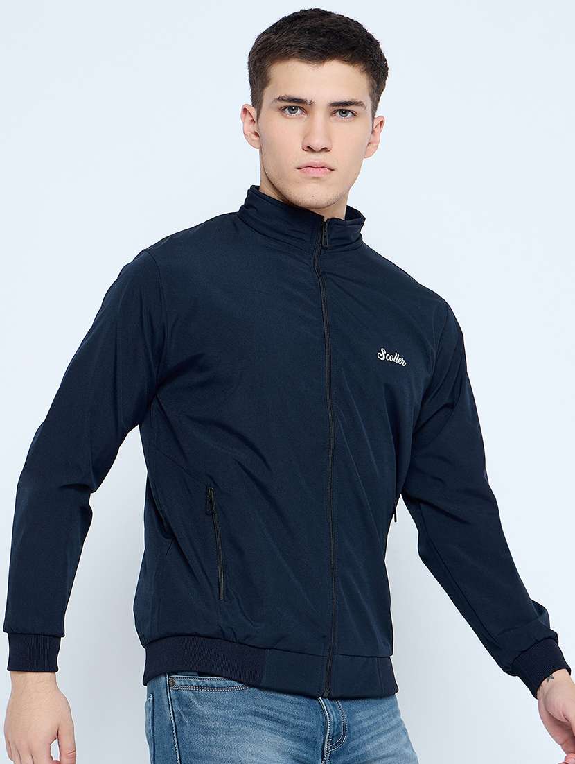 men solid mock neck wincheater - 21623066 - Zoom Image - 0