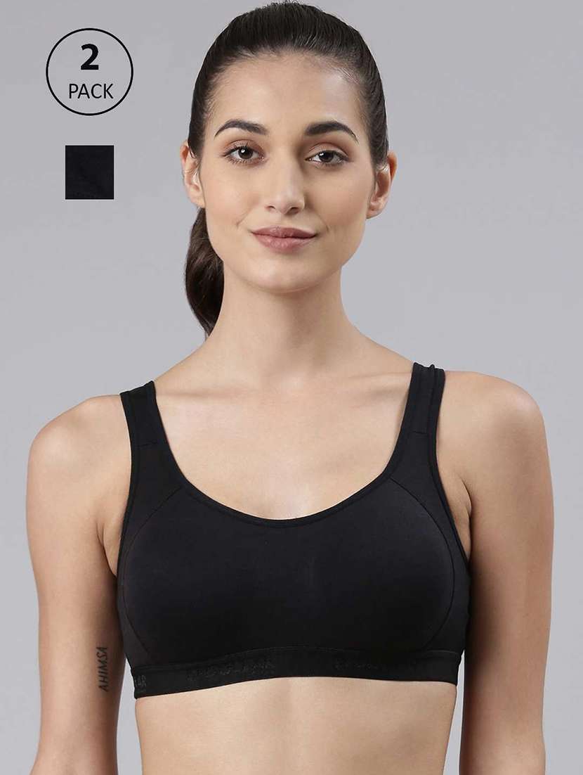 women pack of 2 solid sports bra