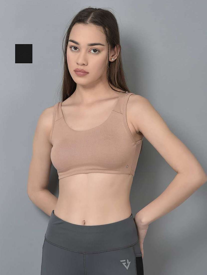 women pack of 2 solid sports bra