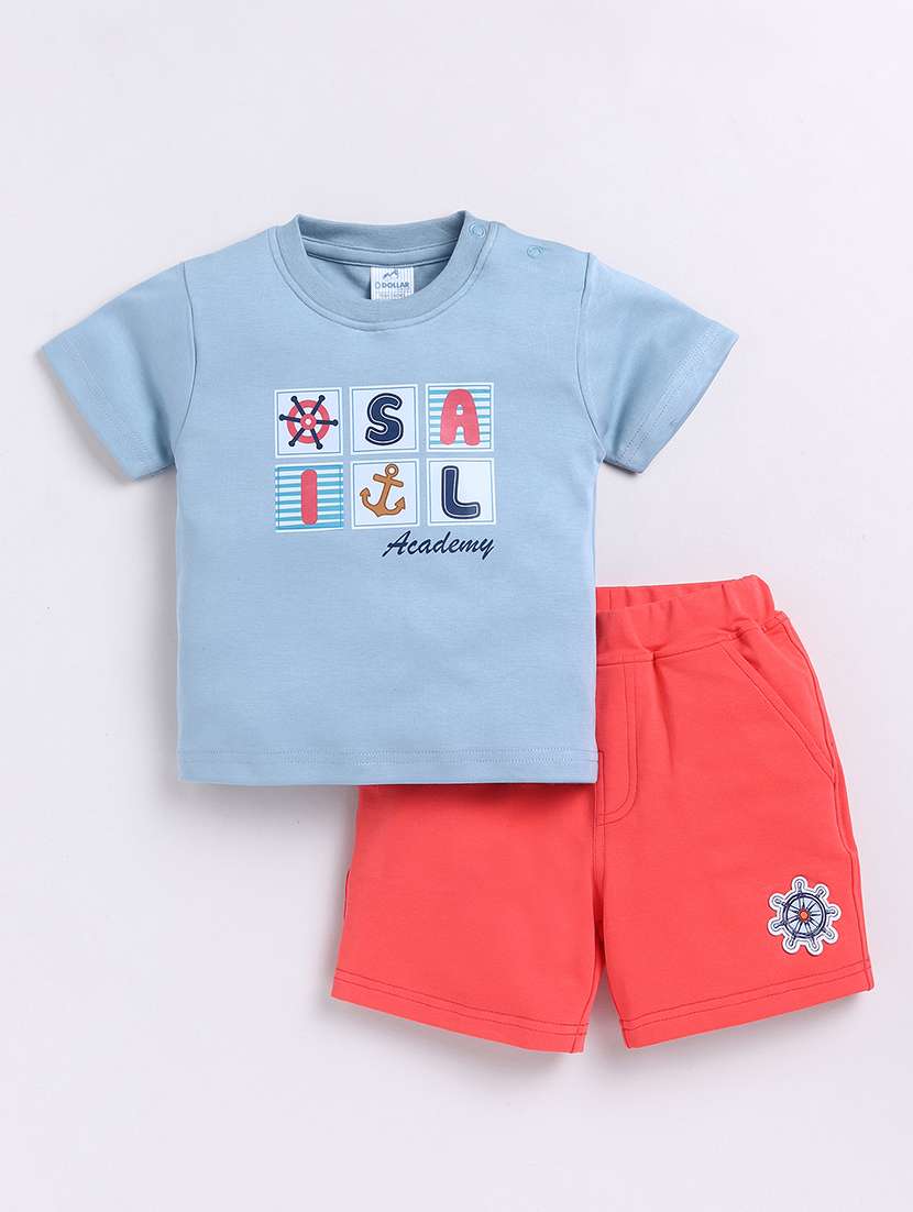 kids printed shorts twin set