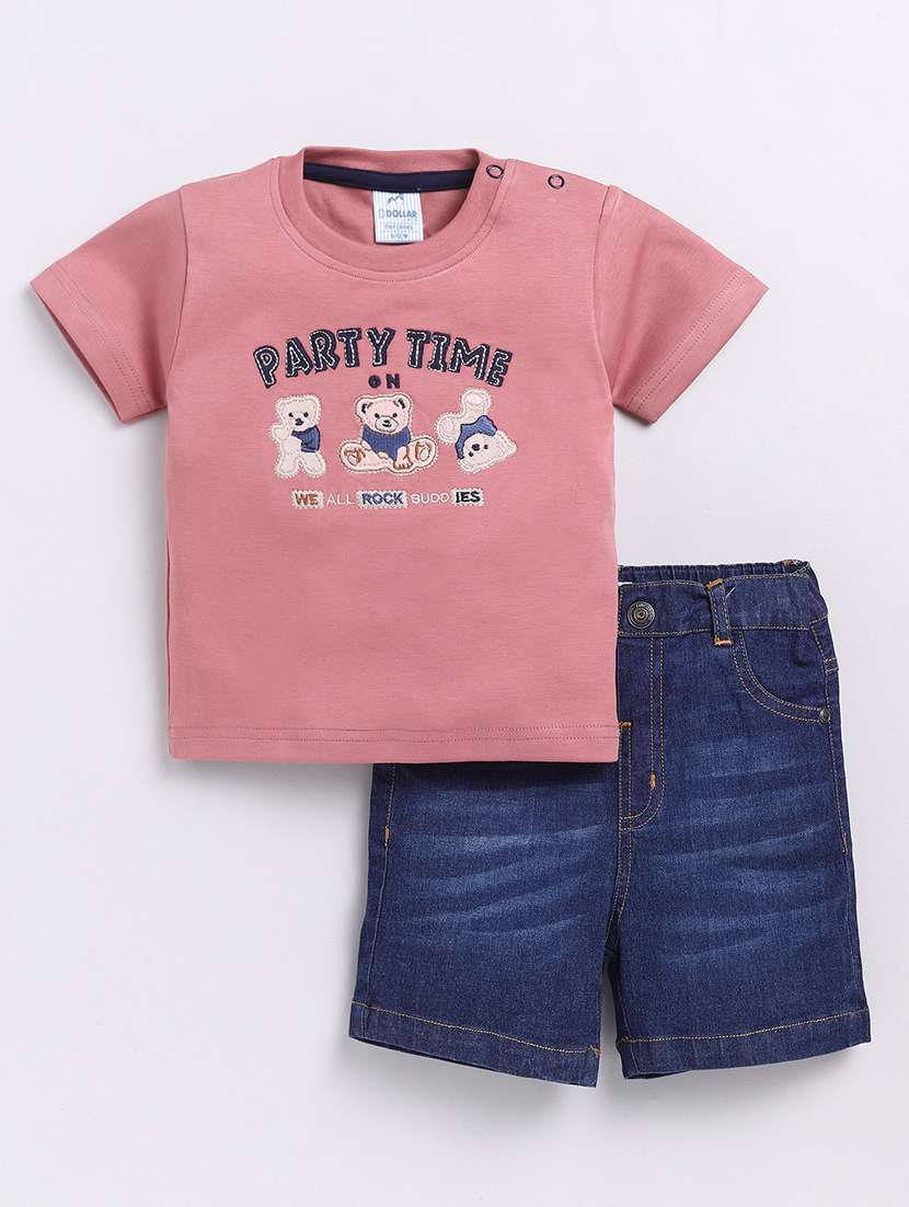 kids printed shorts twin set