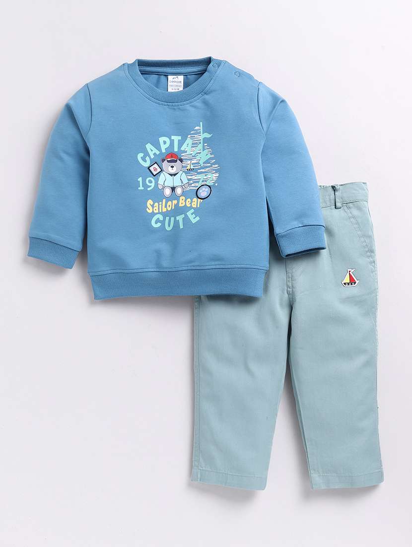 boys printed t-shirt & trouser set