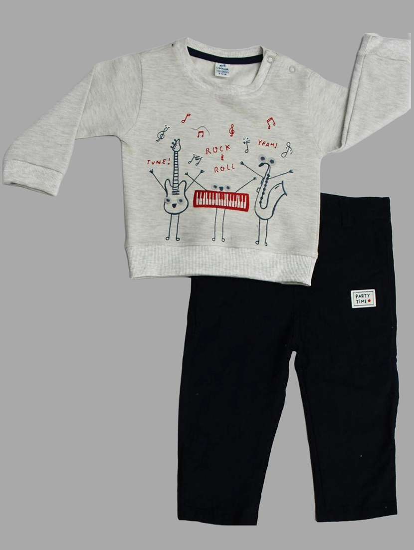 boys printed t-shirt & trouser set