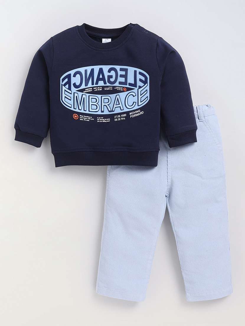 kids printed full length twin set