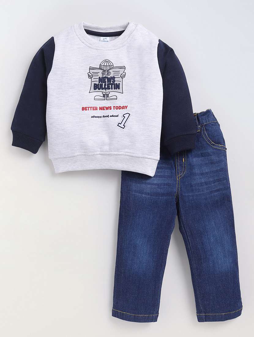 boys printed t-shirt & jeans set