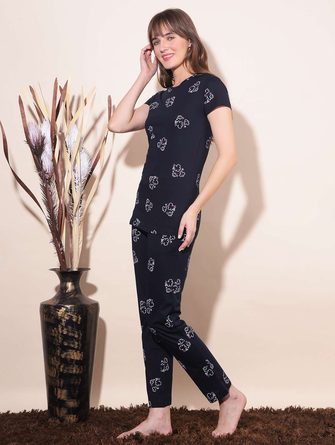 women printed pyjama nightwear set - 21624283 -  Standard Image - 1