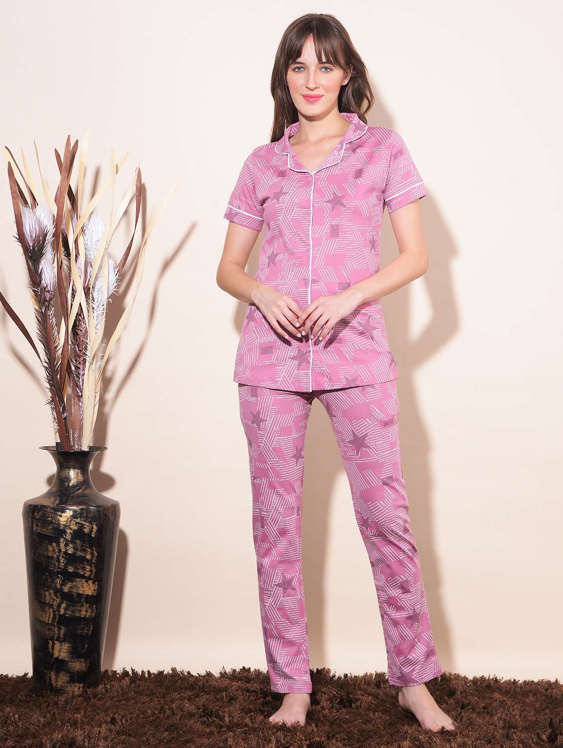 women printed pyjama nightwear set