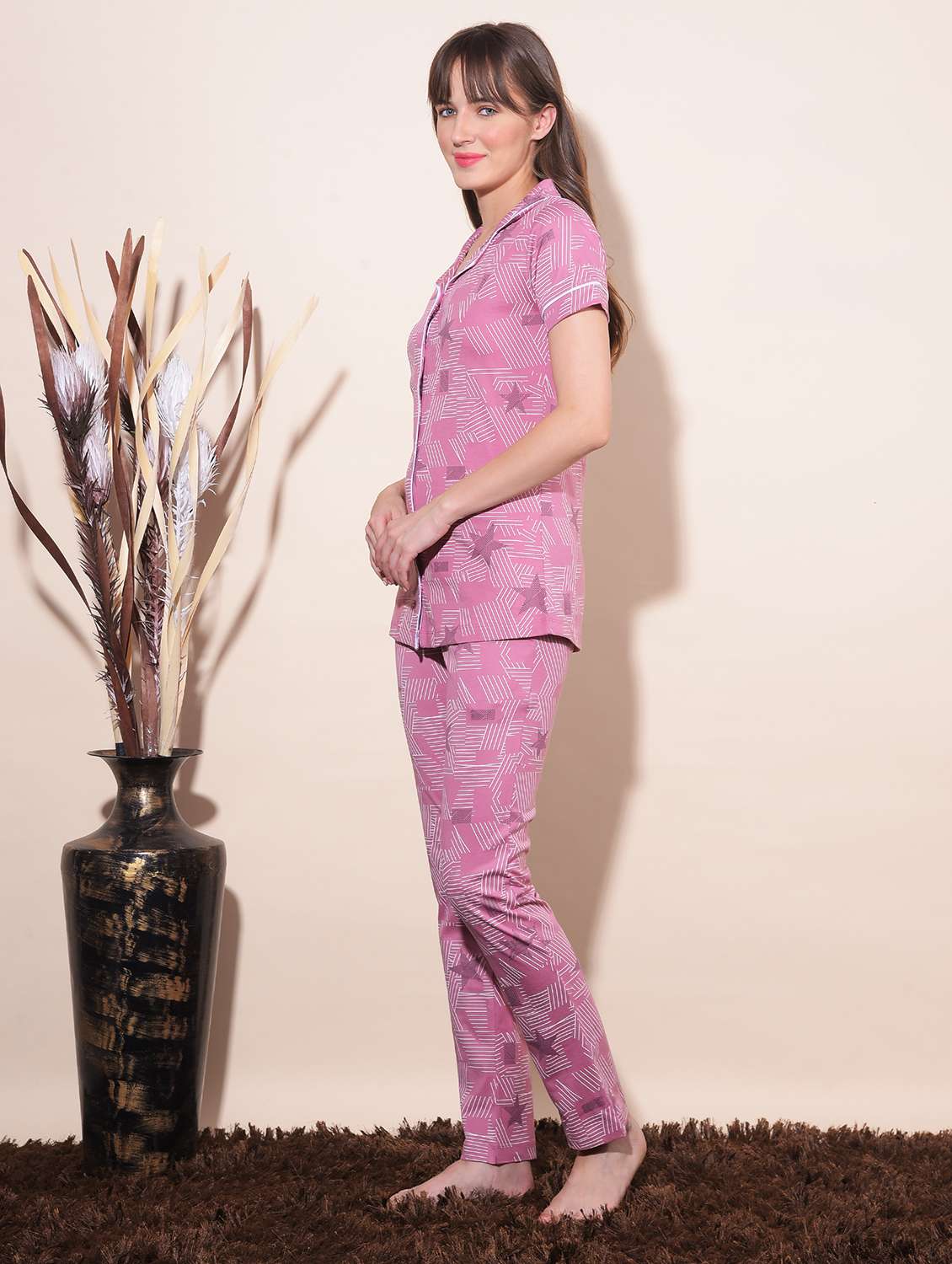 women printed pyjama nightwear set - 21624291 -  Standard Image - 1