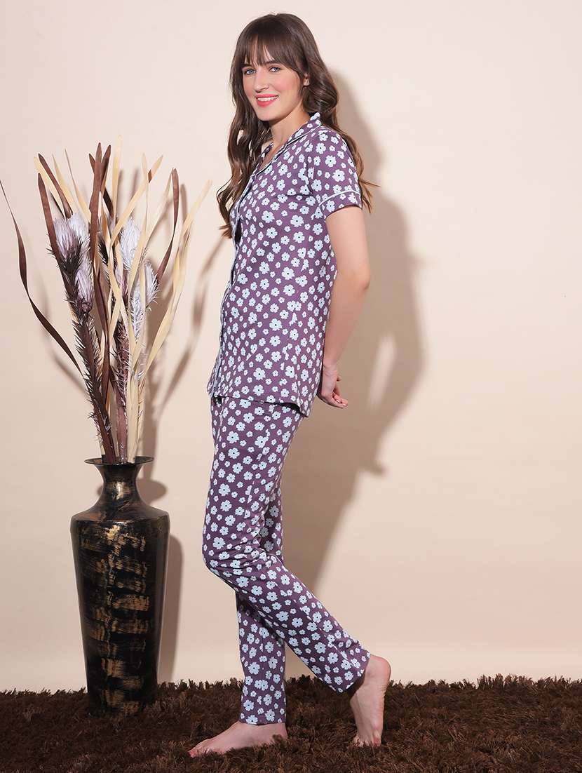 women printed pyjama nightwear set - 21624292 -  Standard Image - 1