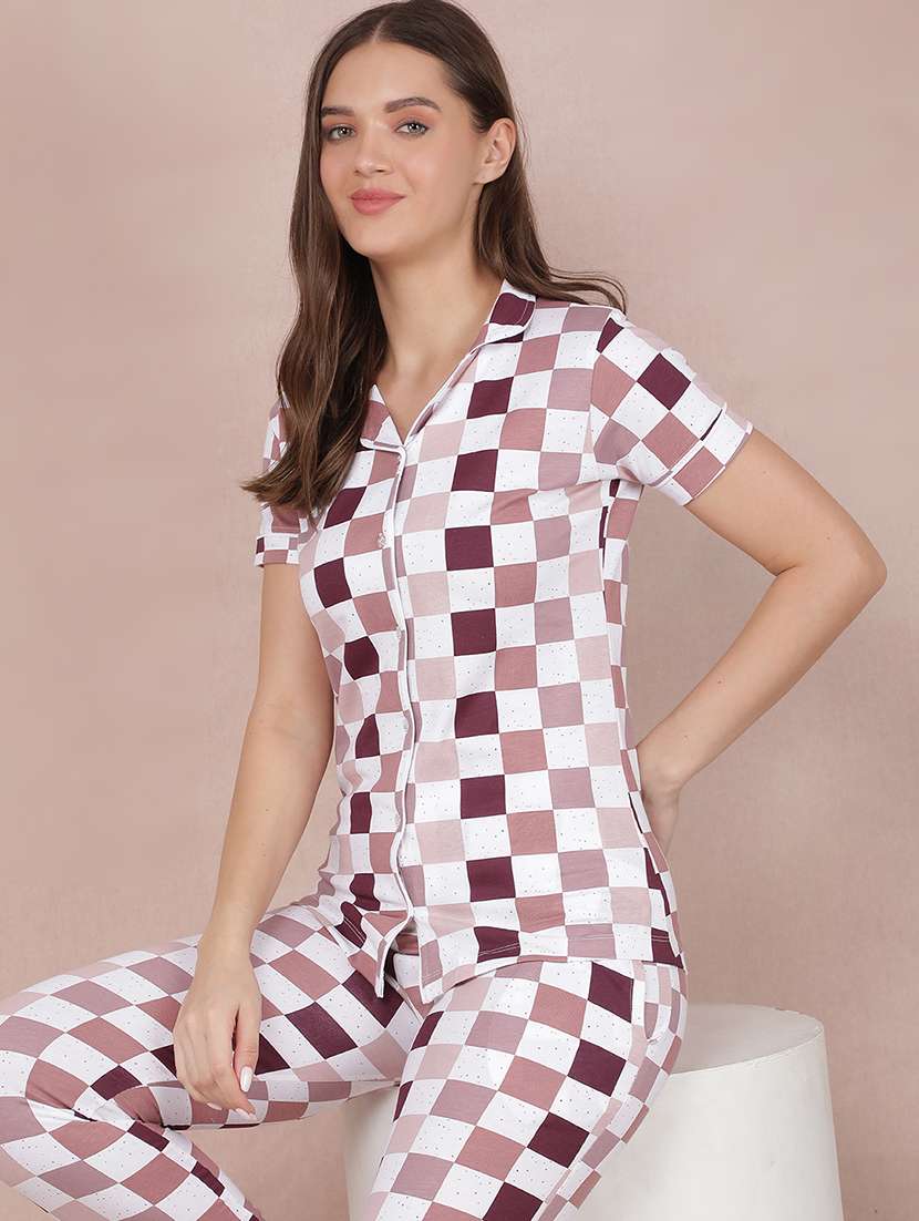 women printed pyjama nightwear set - 21624295 -  Standard Image - 4