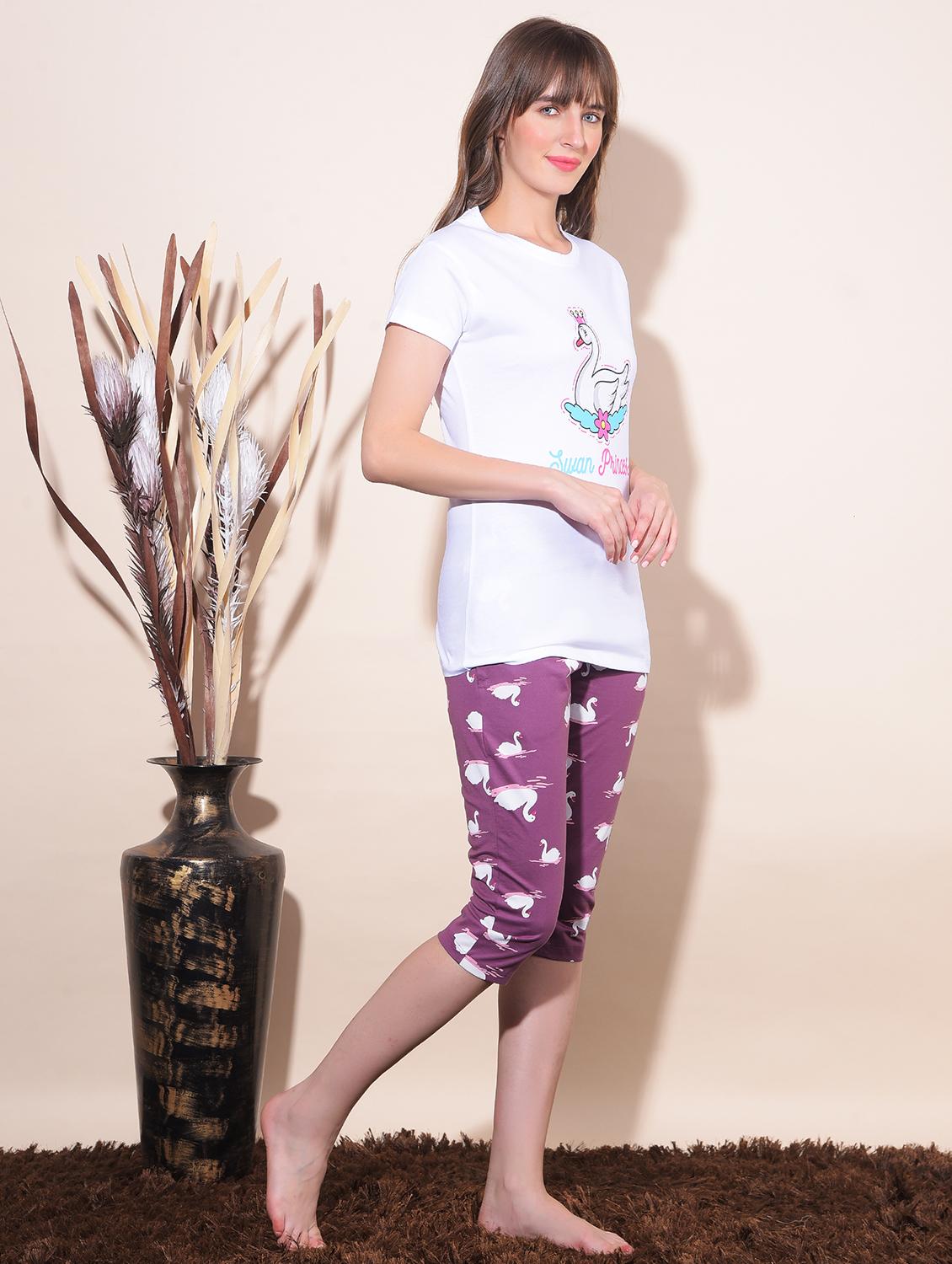 women printed capri nightwear set - 21624303 - Standard Image - 1