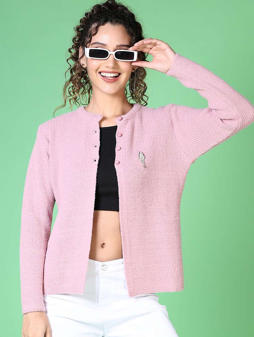 women self design long sleeve cardigan