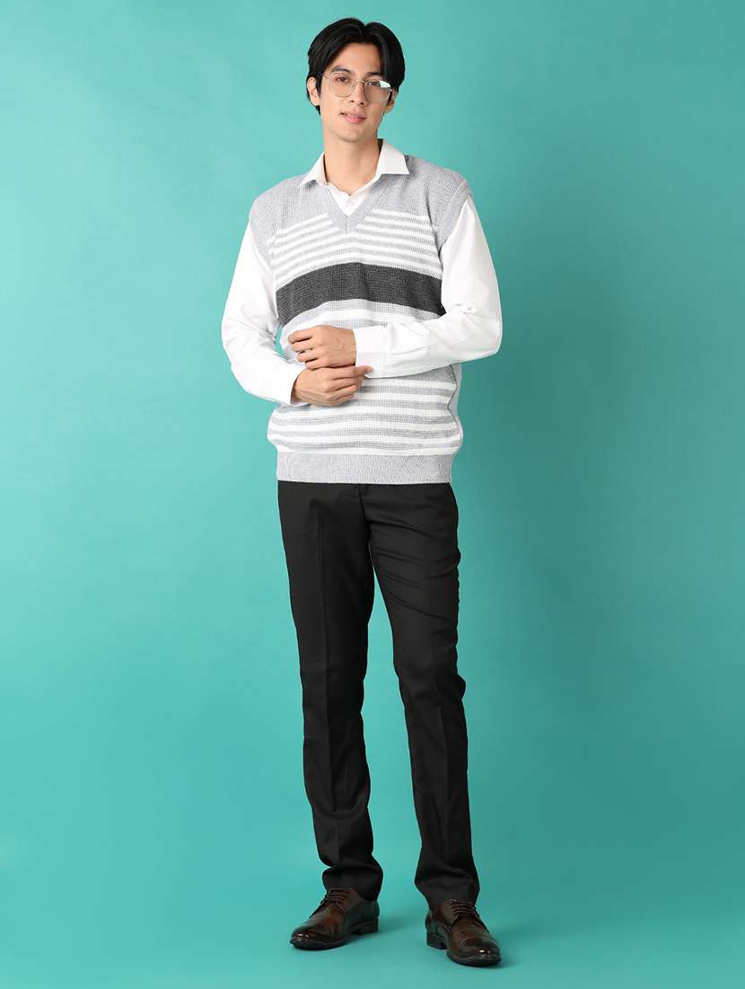 men striped sleeveless regular fit pullover - 21624403 -  Standard Image - 4