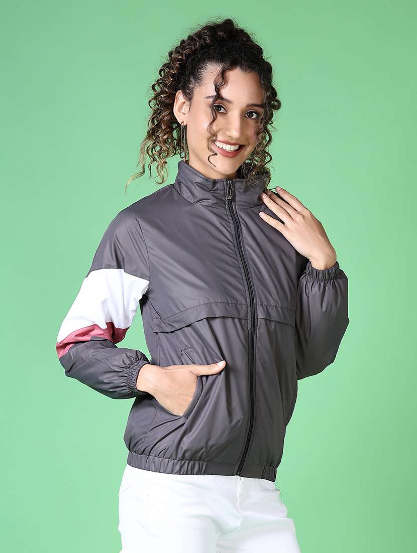 women color blocked windcheater jacket - 21624416 -  Standard Image - 1