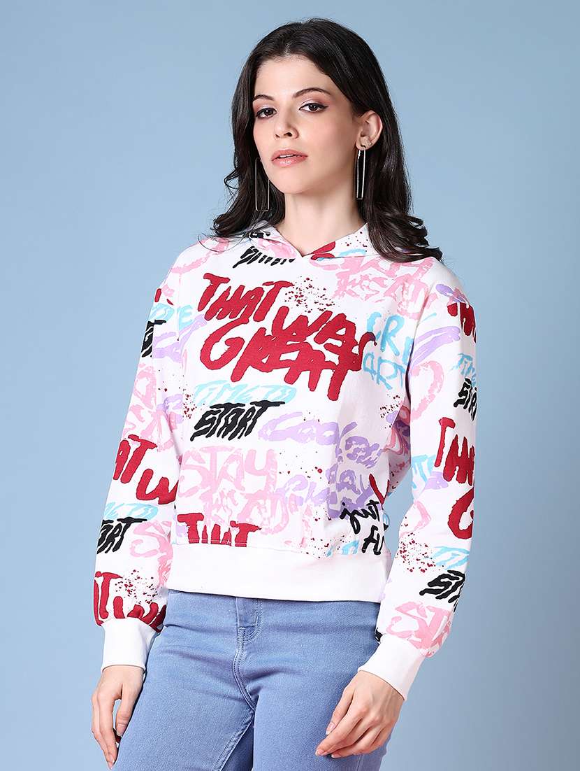 women all over print hooded sweatshirt - 21624425 -  Standard Image - 1