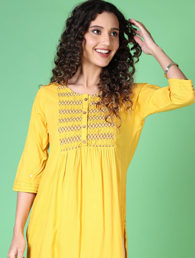 women embroidered round neck a-line kurta - 21624429 - Standard Image - 4