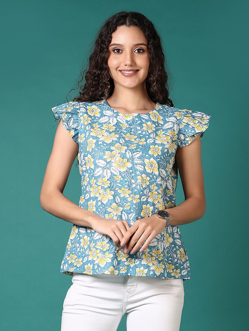 women floral printed round neck regular top - 21624445 - Zoom Image - 0