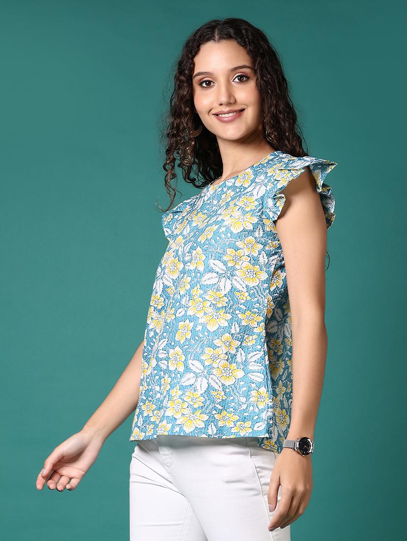 women floral printed round neck regular top - 21624445 - Standard Image - 1