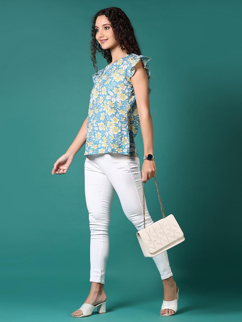 women floral printed round neck regular top - 21624445 - Standard Image - 4