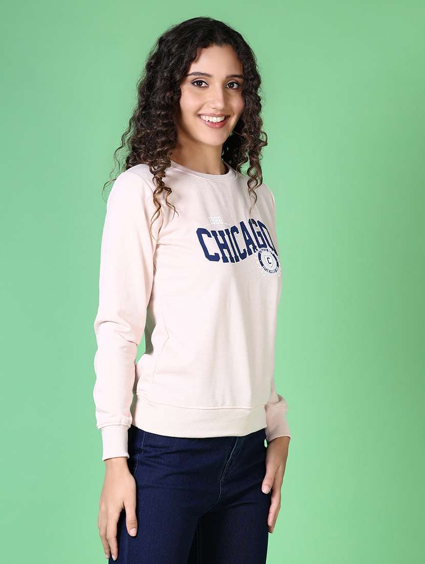 women chest print long sleeves sweatshirt - 21624450 -  Standard Image - 1