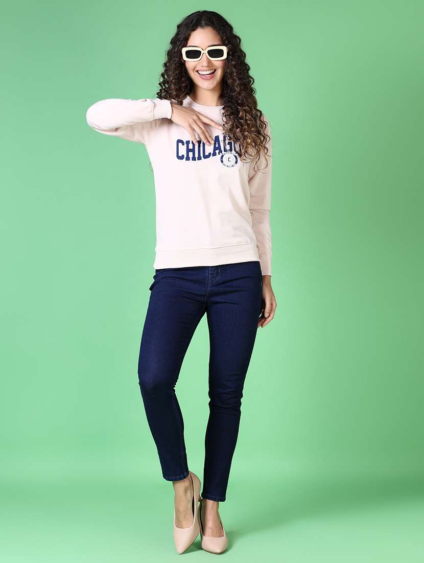 women chest print long sleeves sweatshirt - 21624450 -  Standard Image - 4