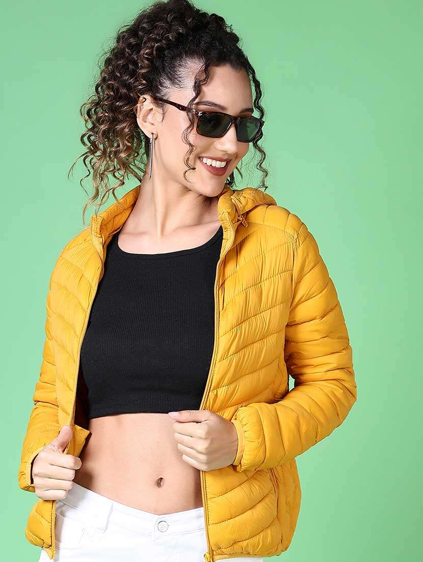 women solid long sleeve quilted jacket - 21624555 -  Standard Image - 1