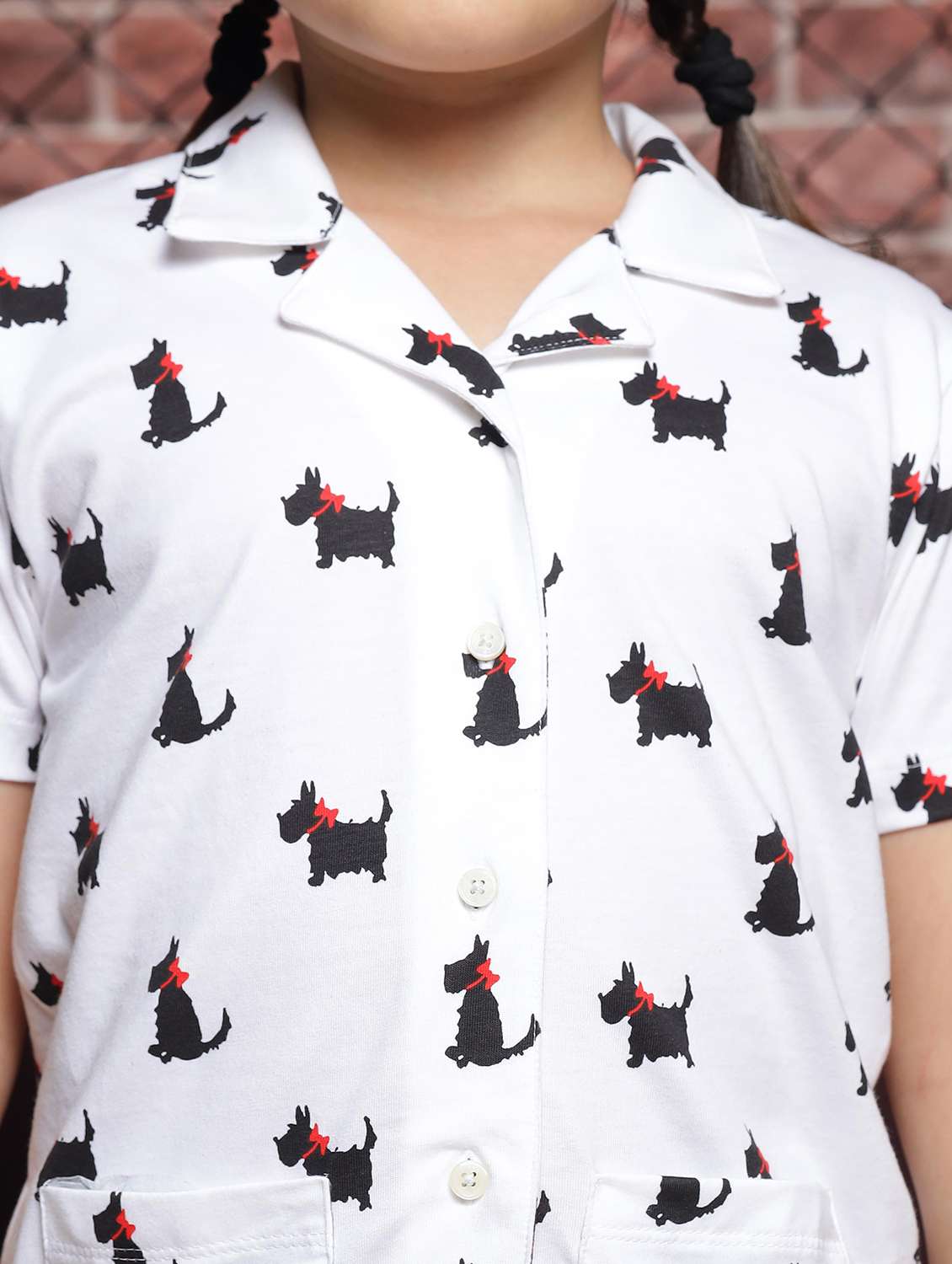 girls printed collared pyjama set - 21624678 - Standard Image - 6
