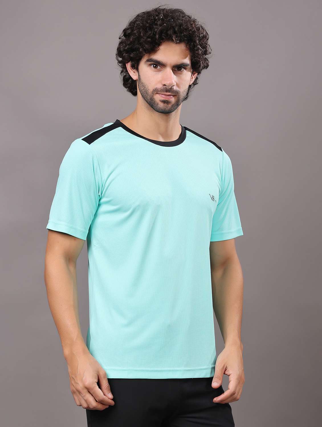 men solid short sleeve regular fit sport t-shirt