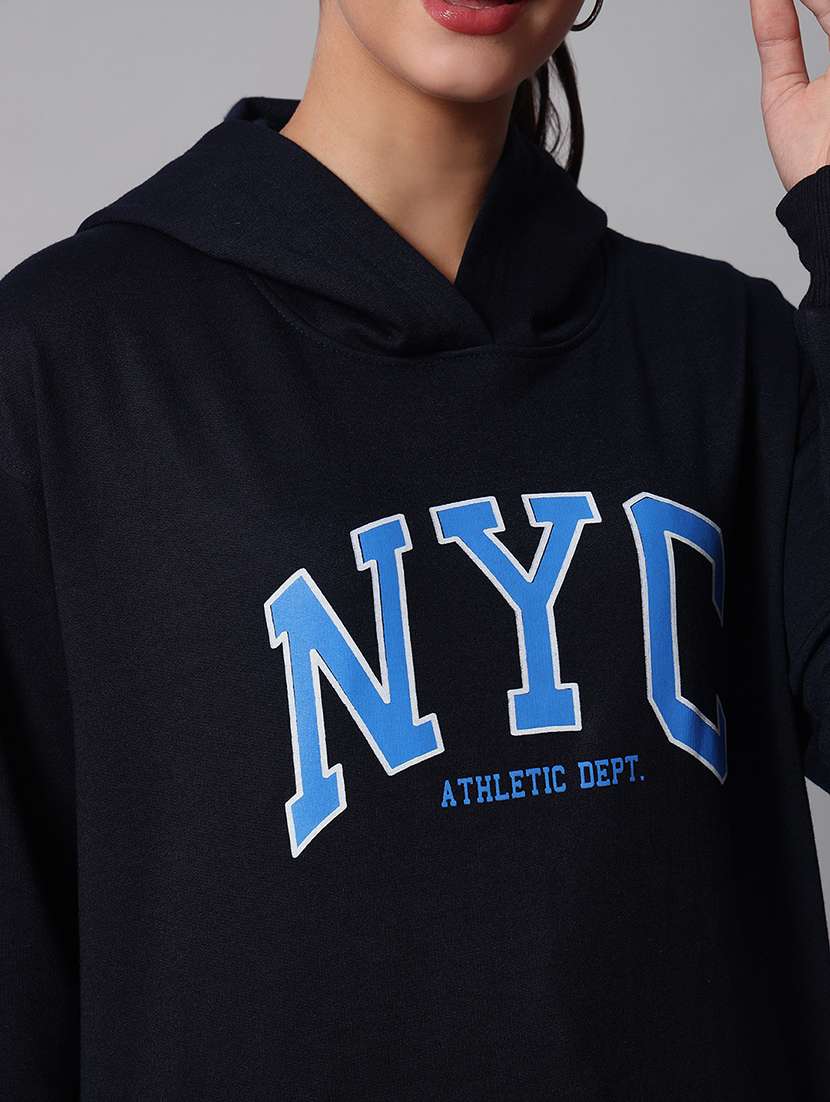 women typographic hood neck oversized long sleeve sweatshirt - 21624860 -  Standard Image - 4