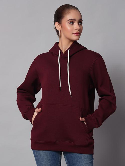 women plain hood neck oversized long sleeve sweatshirt - 21624886 - Standard Image - 0