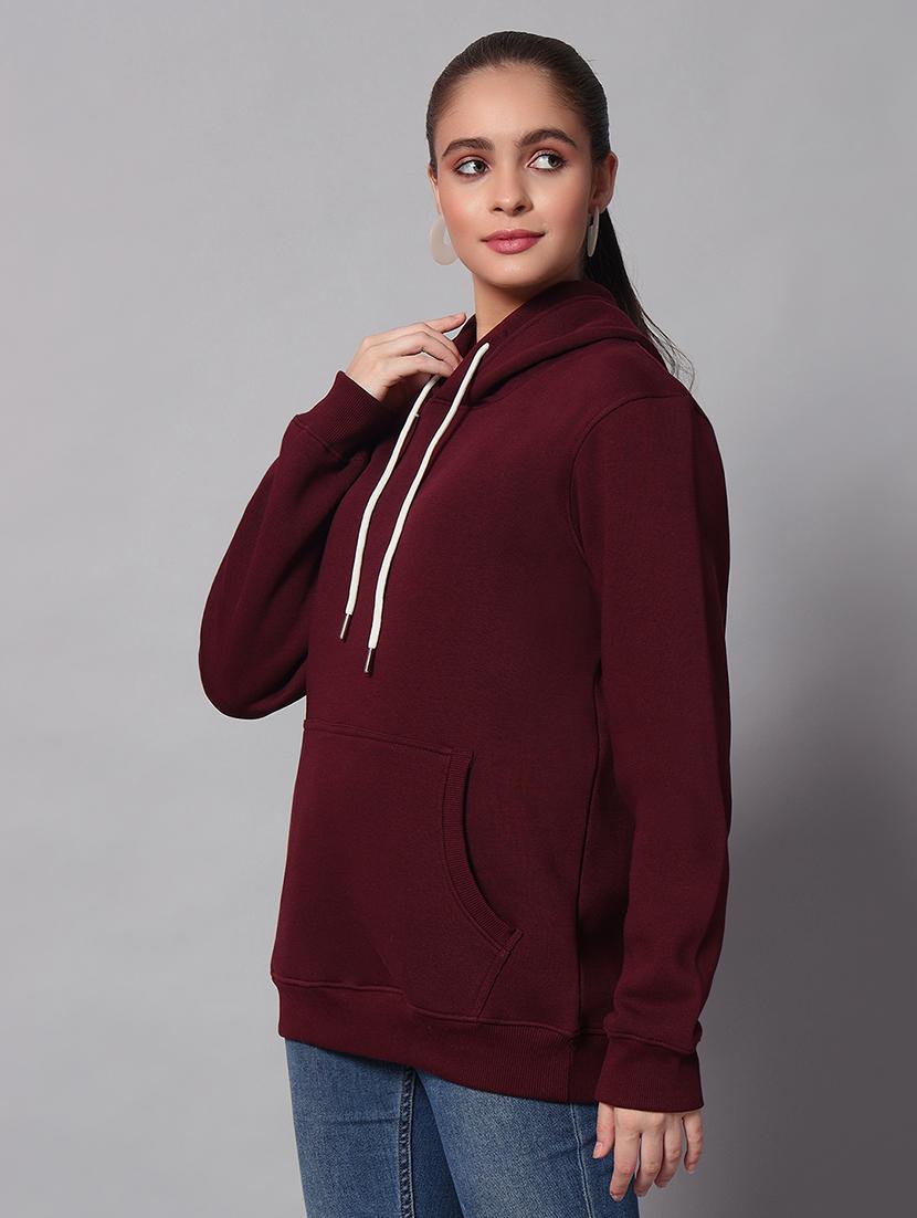 women plain hood neck oversized long sleeve sweatshirt - 21624886 - Standard Image - 1