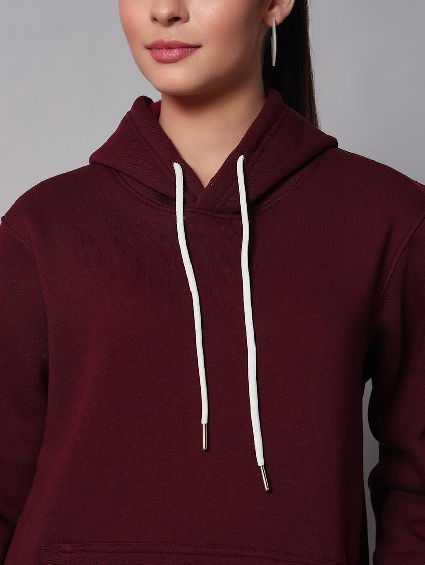 women plain hood neck oversized long sleeve sweatshirt - 21624886 - Standard Image - 4