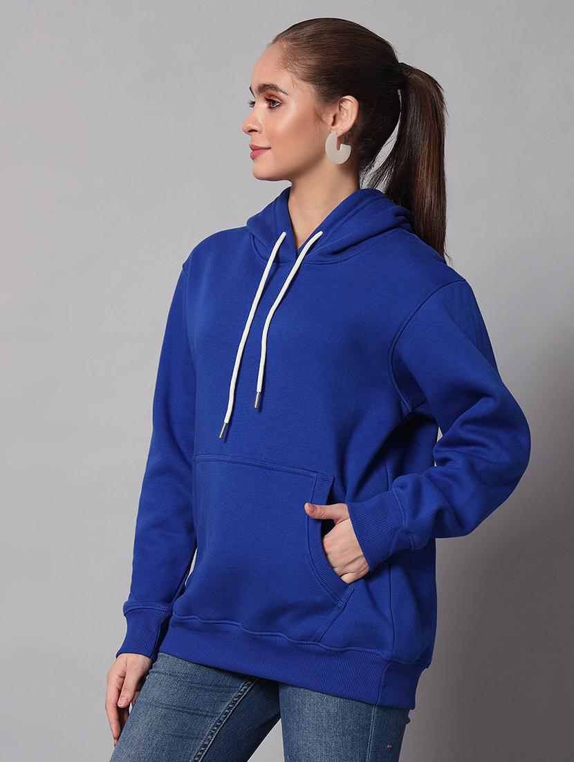 women plain hood neck oversized long sleeve sweatshirt - 21624888 - Standard Image - 1