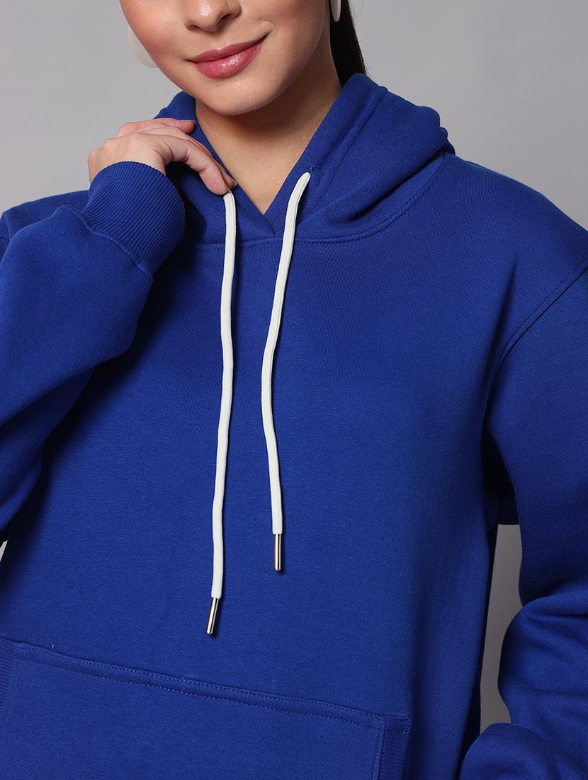 women plain hood neck oversized long sleeve sweatshirt - 21624888 - Standard Image - 4