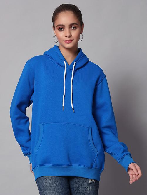 women plain hood neck oversized long sleeve sweatshirt - 21624891 - Standard Image - 0