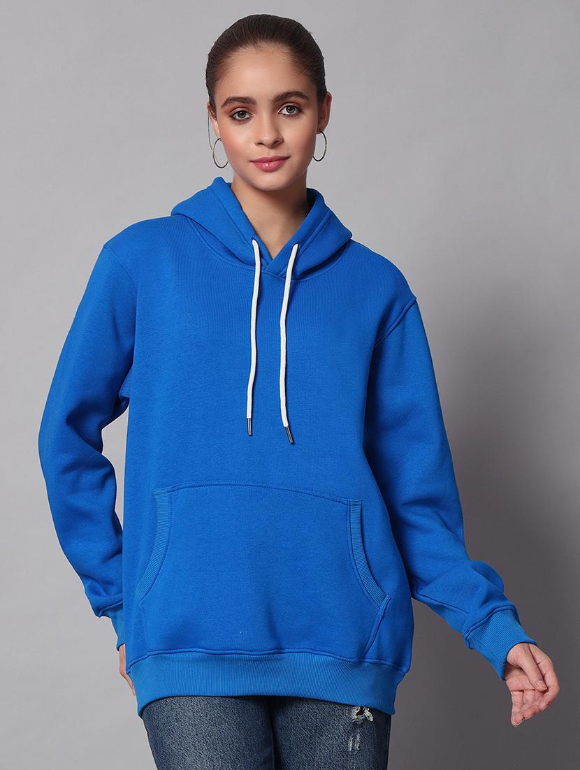 women plain hood neck oversized long sleeve sweatshirt - 21624891 - Zoom Image - 0