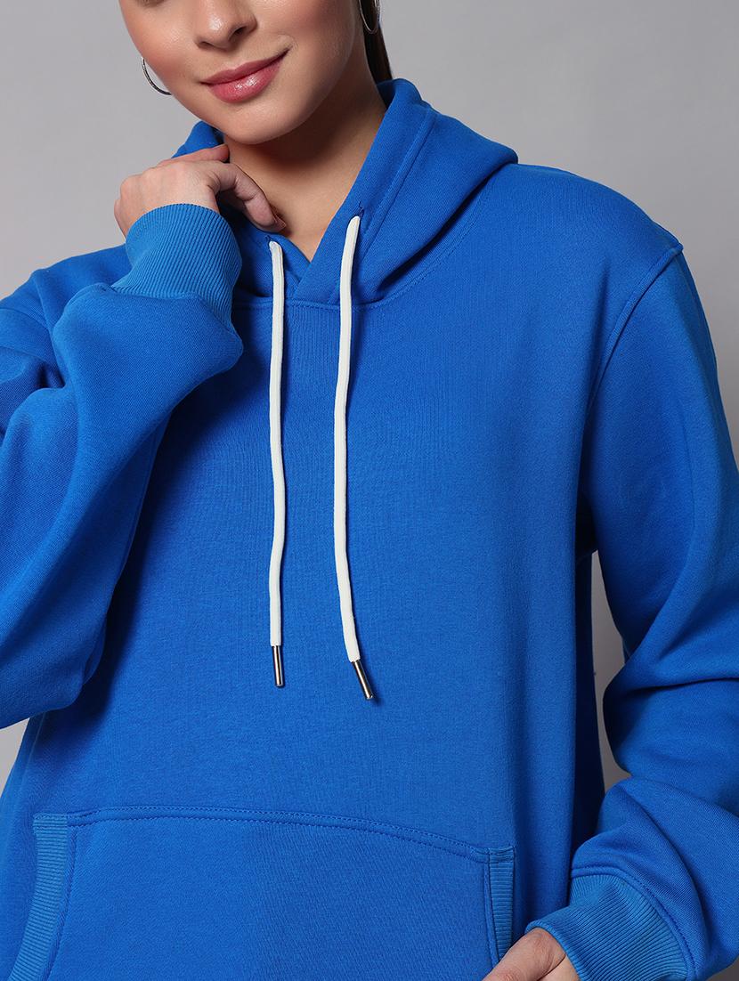 women plain hood neck oversized long sleeve sweatshirt - 21624891 - Standard Image - 4