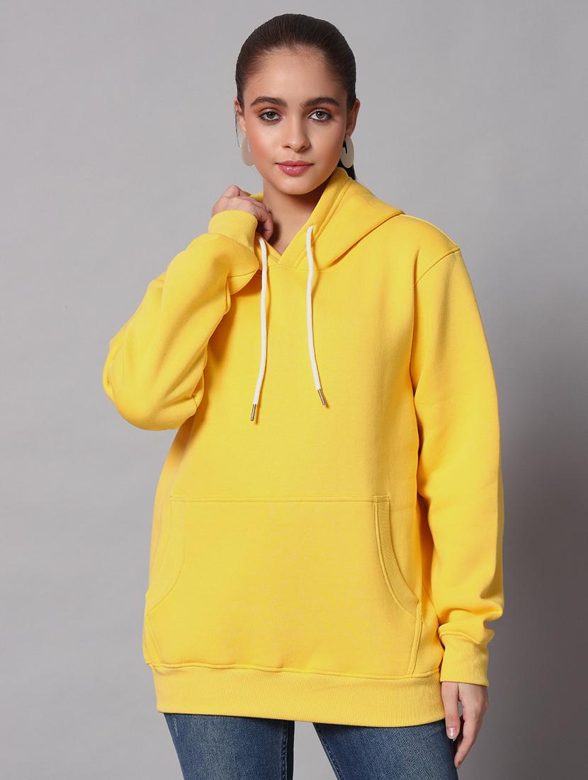 women plain hood neck oversized long sleeve sweatshirt - 21624896 - Standard Image - 1