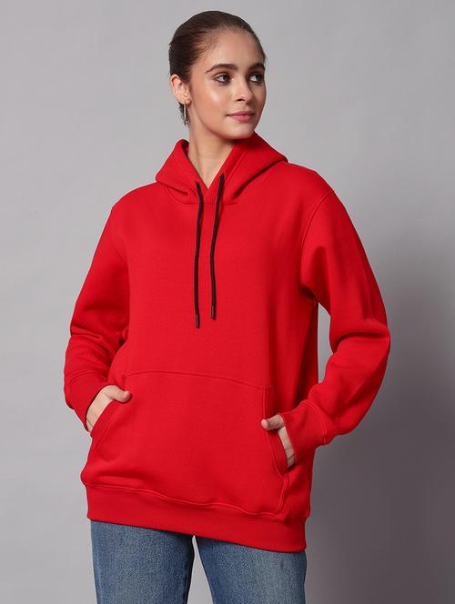 women plain hood neck oversized long sleeve sweatshirt - 21624899 - Standard Image - 0