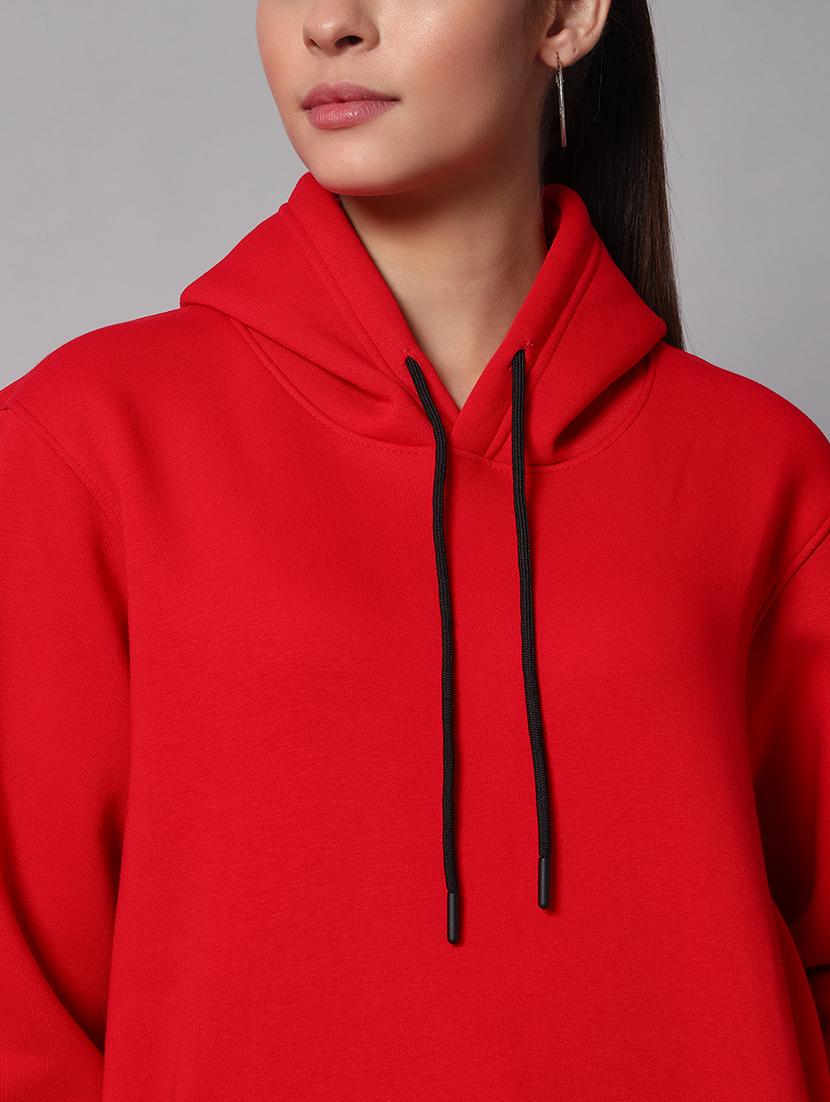 women plain hood neck oversized long sleeve sweatshirt - 21624899 - Standard Image - 4