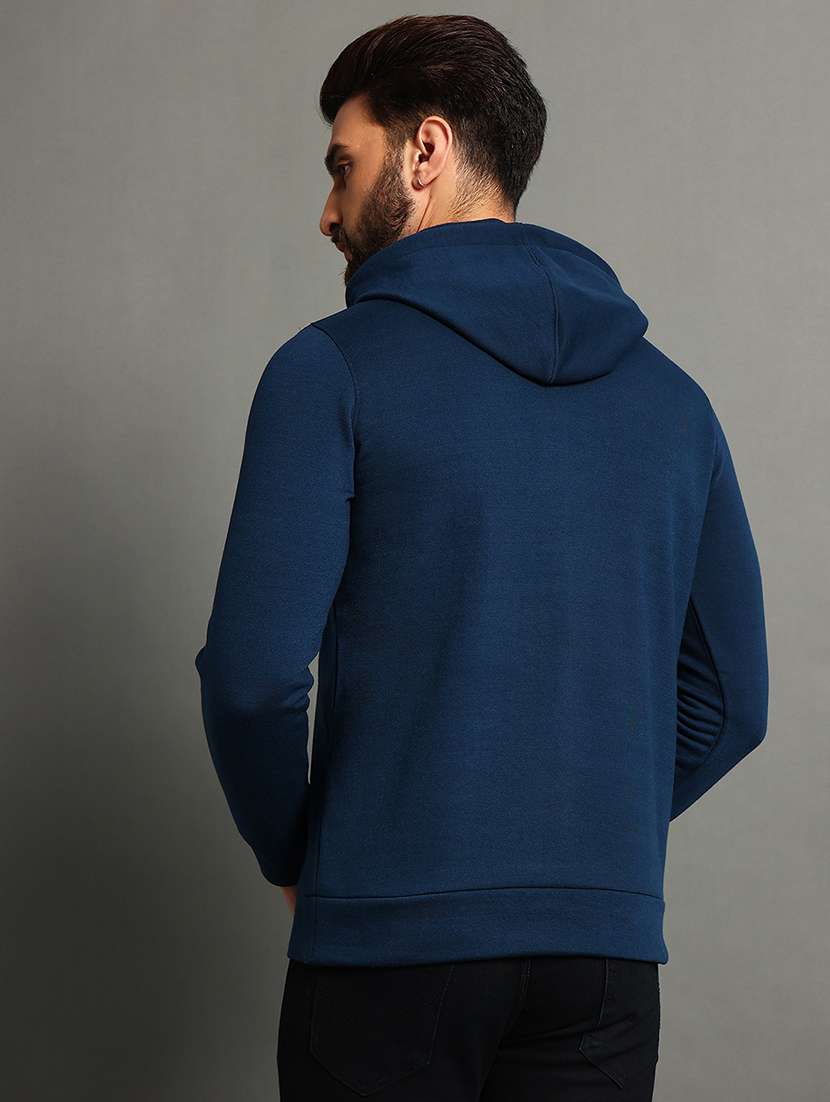 men slim fit printed long sleeve hood neck sweatshirt - 21624940 -  Standard Image - 1