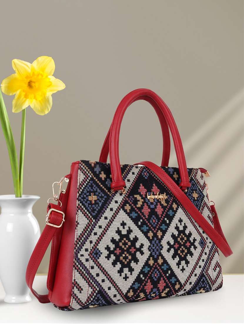 women textured jute handbag