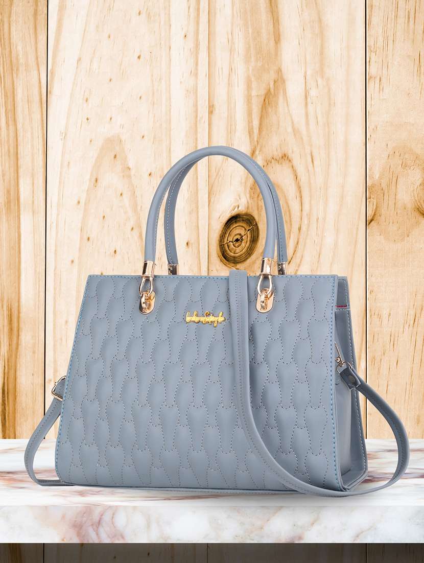 women grey pu handbag