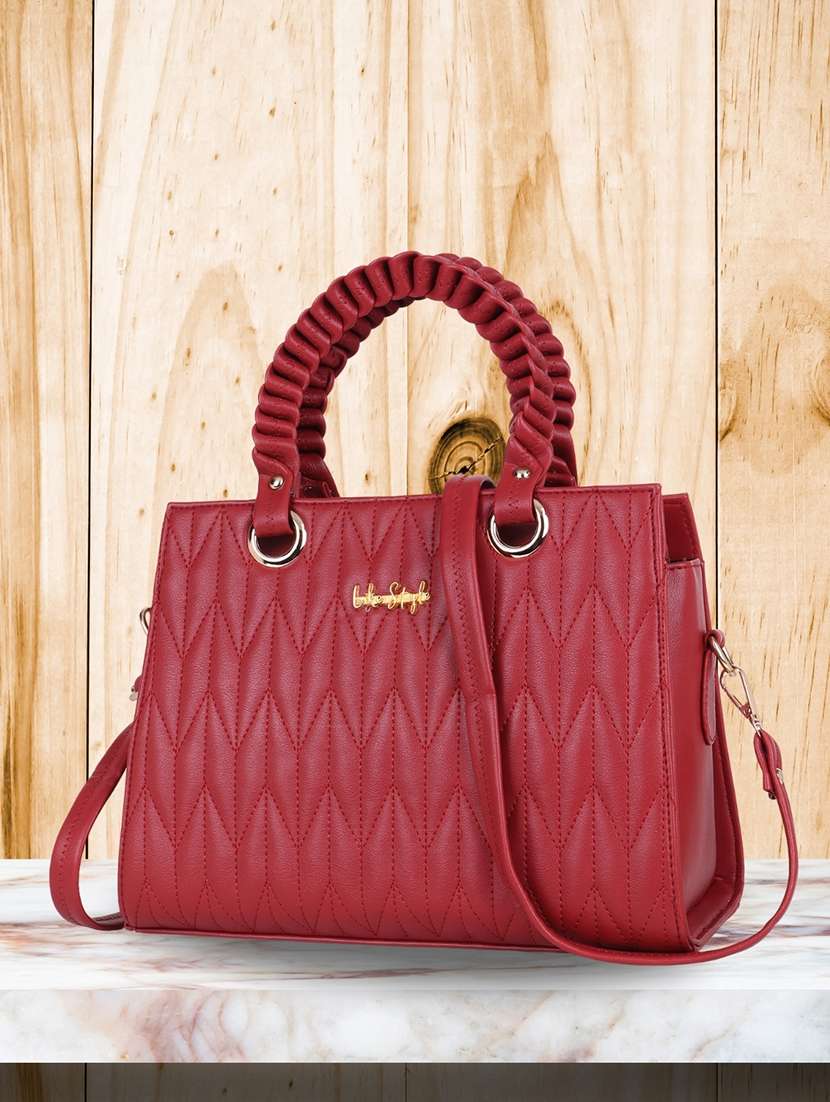 women maroon pu handbag