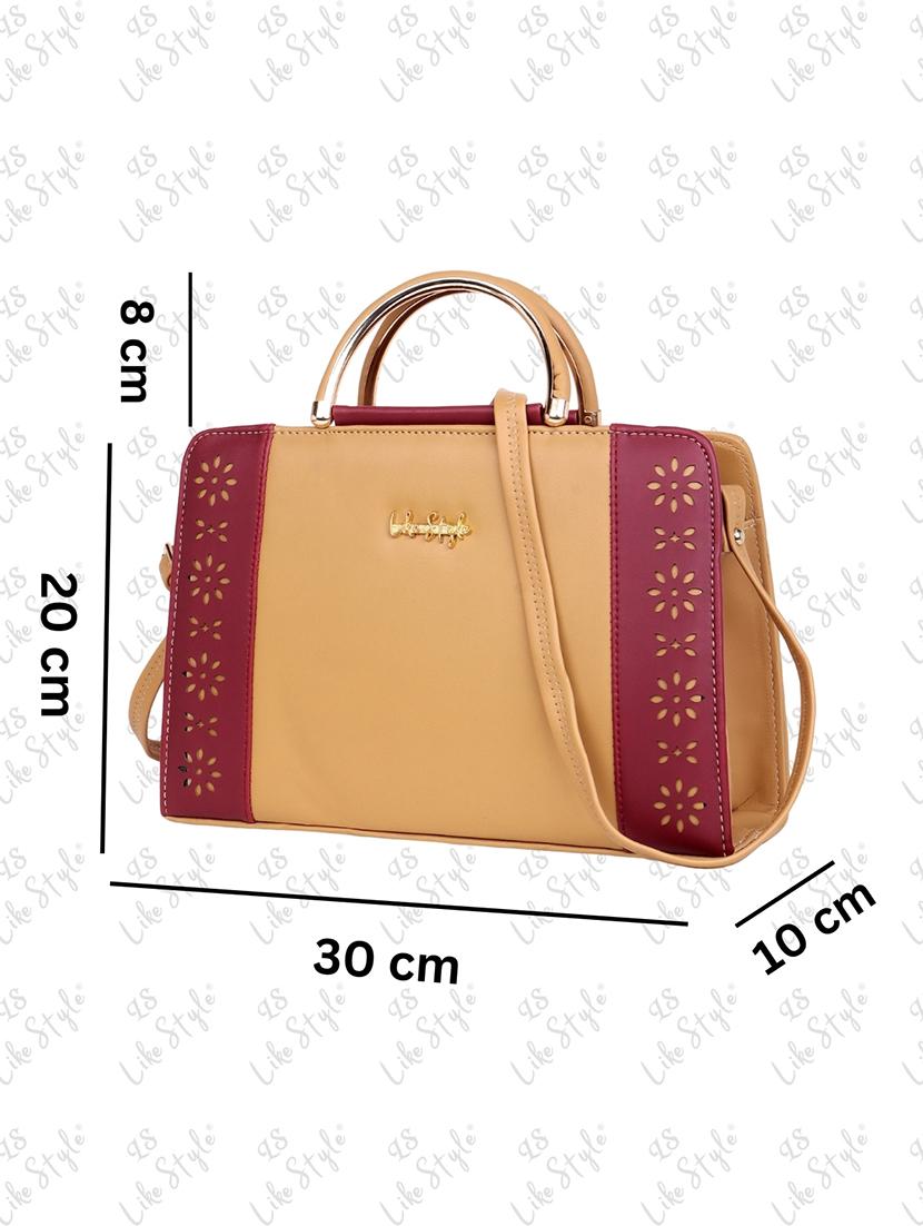 women color block cut work handbag - 21624973 - Standard Image - 4