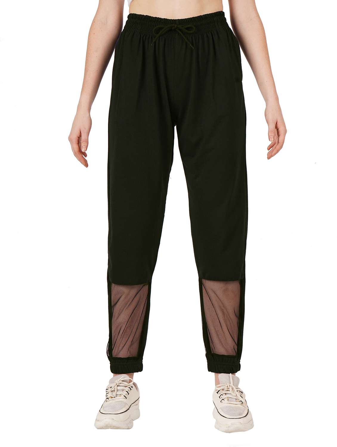 women solid high rise relaxed fit jogger