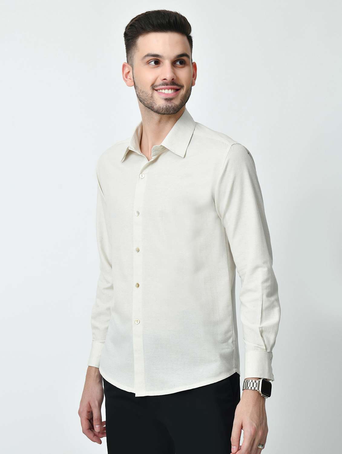men regular fit solid casual shirt - 21626669 -  Standard Image - 1