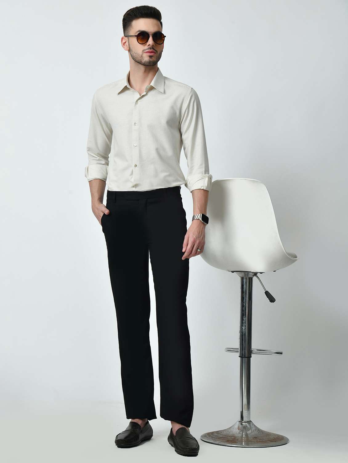 men regular fit solid casual shirt - 21626669 -  Standard Image - 4