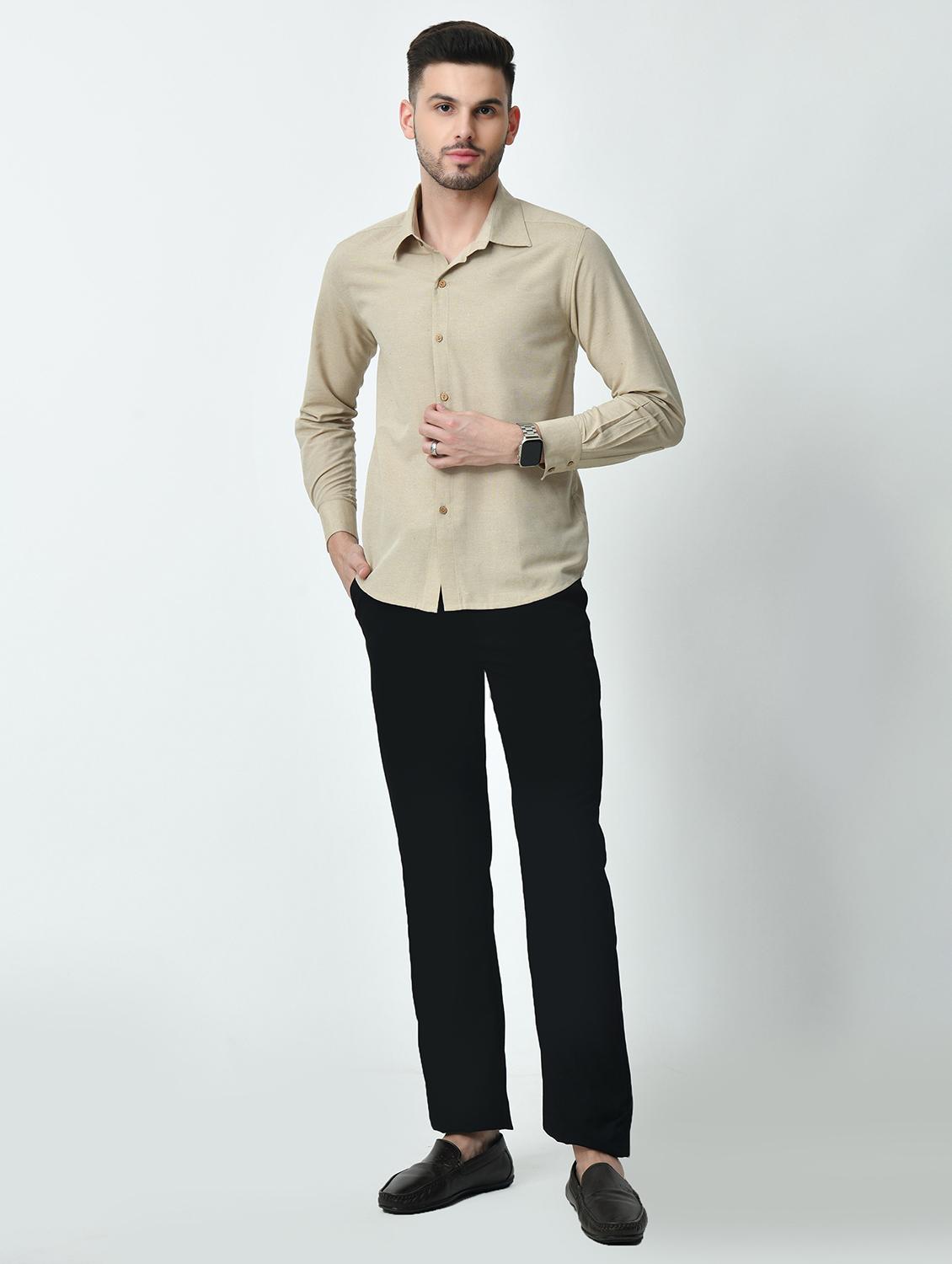 men regular fit solid casual shirt - 21626670 - Standard Image - 4