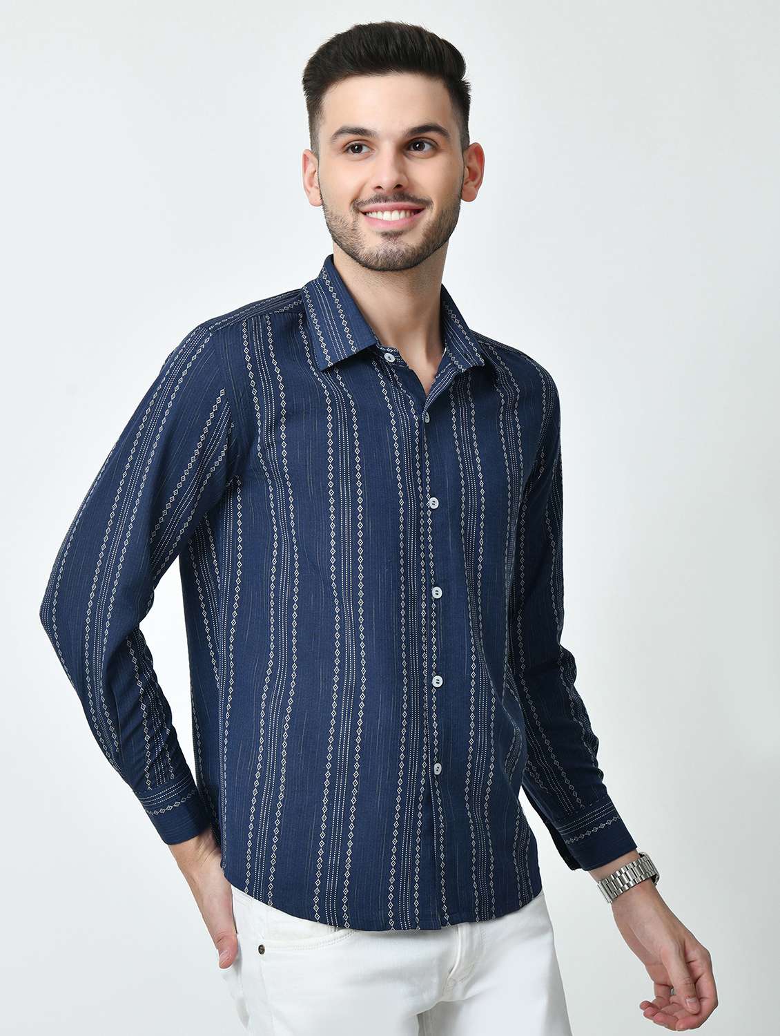 men regular fit striped casual shirt - 21626671 -  Standard Image - 1